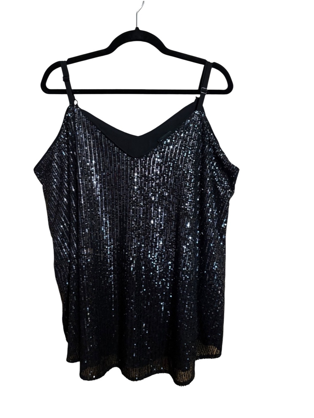 Torrid Black Silver Ombre Sequin V-Neck Camisole Flowy Tank Top Blouse 1X